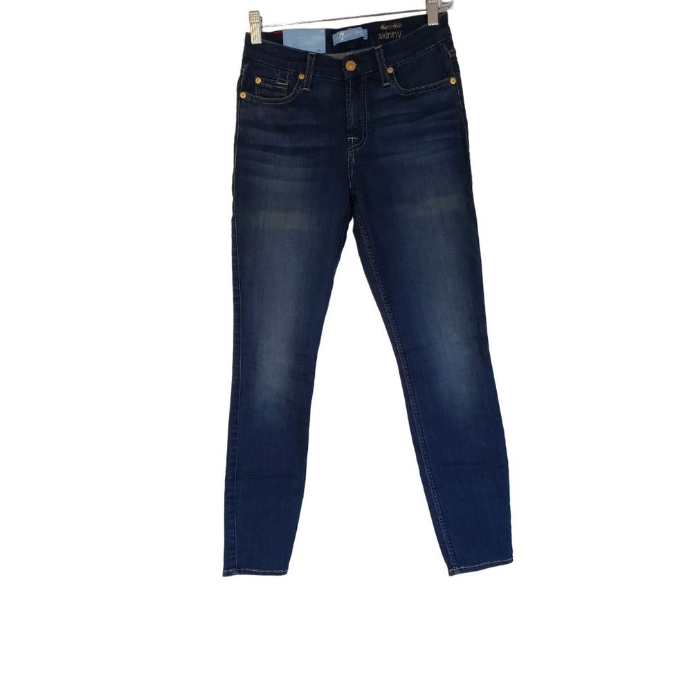 NWT 7 FOR ALL MANKIND‎ Jeans Size 28 Blue THE ANKLE SKINNY MEDIUM WASH